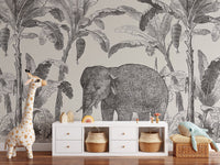 Sketchy Elephant Wallpaper Mural - Wallanza