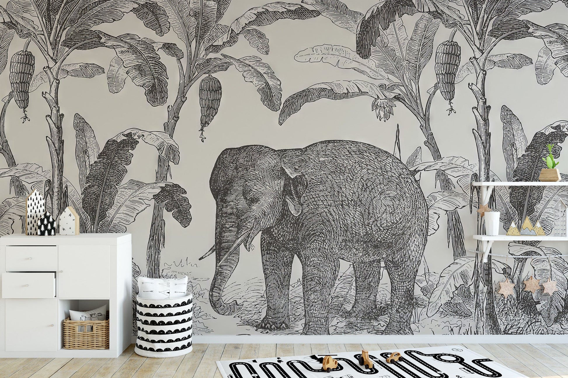 Sketchy Elephant Wallpaper Mural - Wallanza