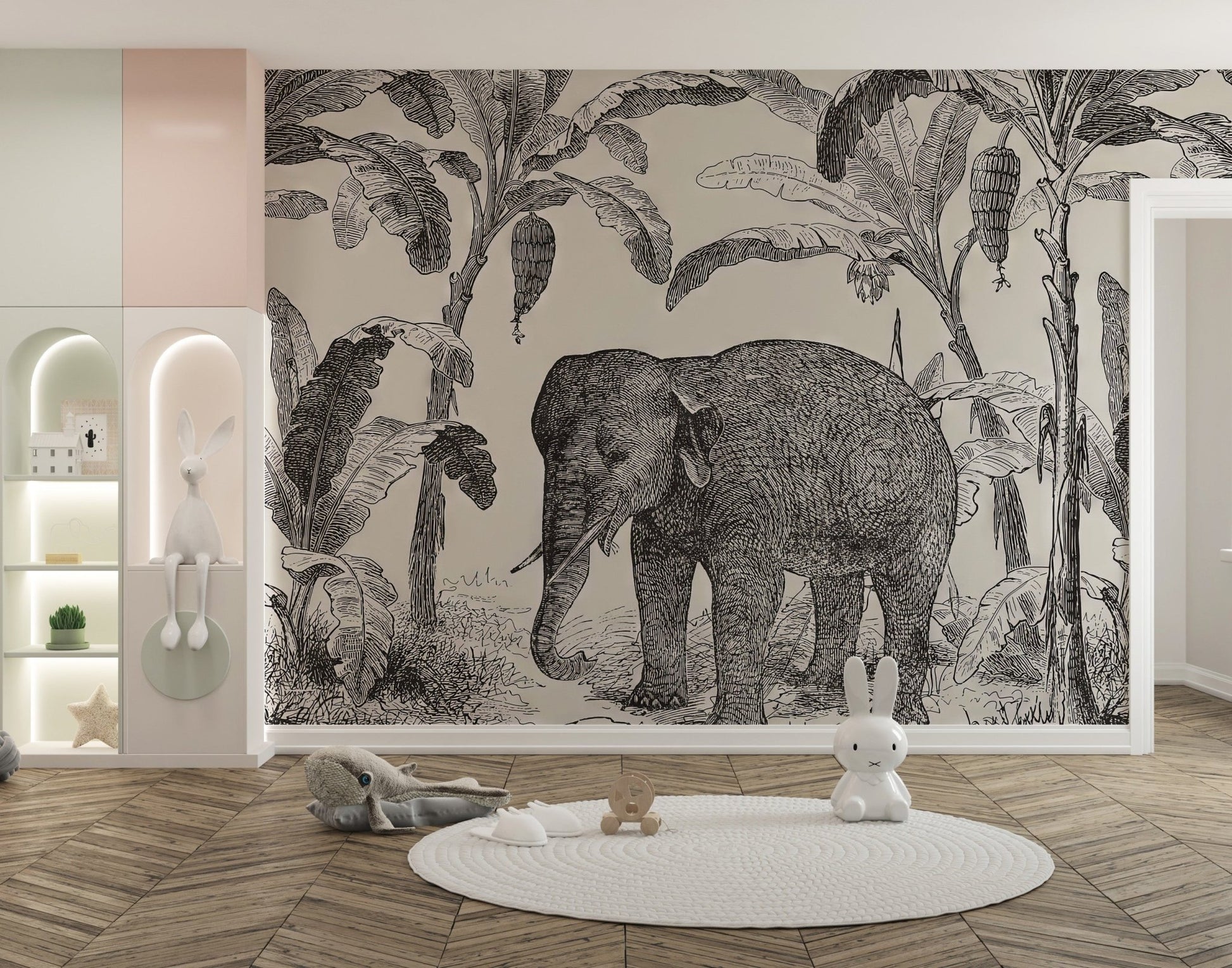 Sketchy Elephant Wallpaper Mural - Wallanza