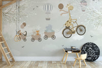 Sky High Cycling Adventures Wall Murals in a creative study space with a tiny desk.