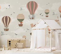 Sky safari wildlife mural for fun and dynamic nursery interiors.
