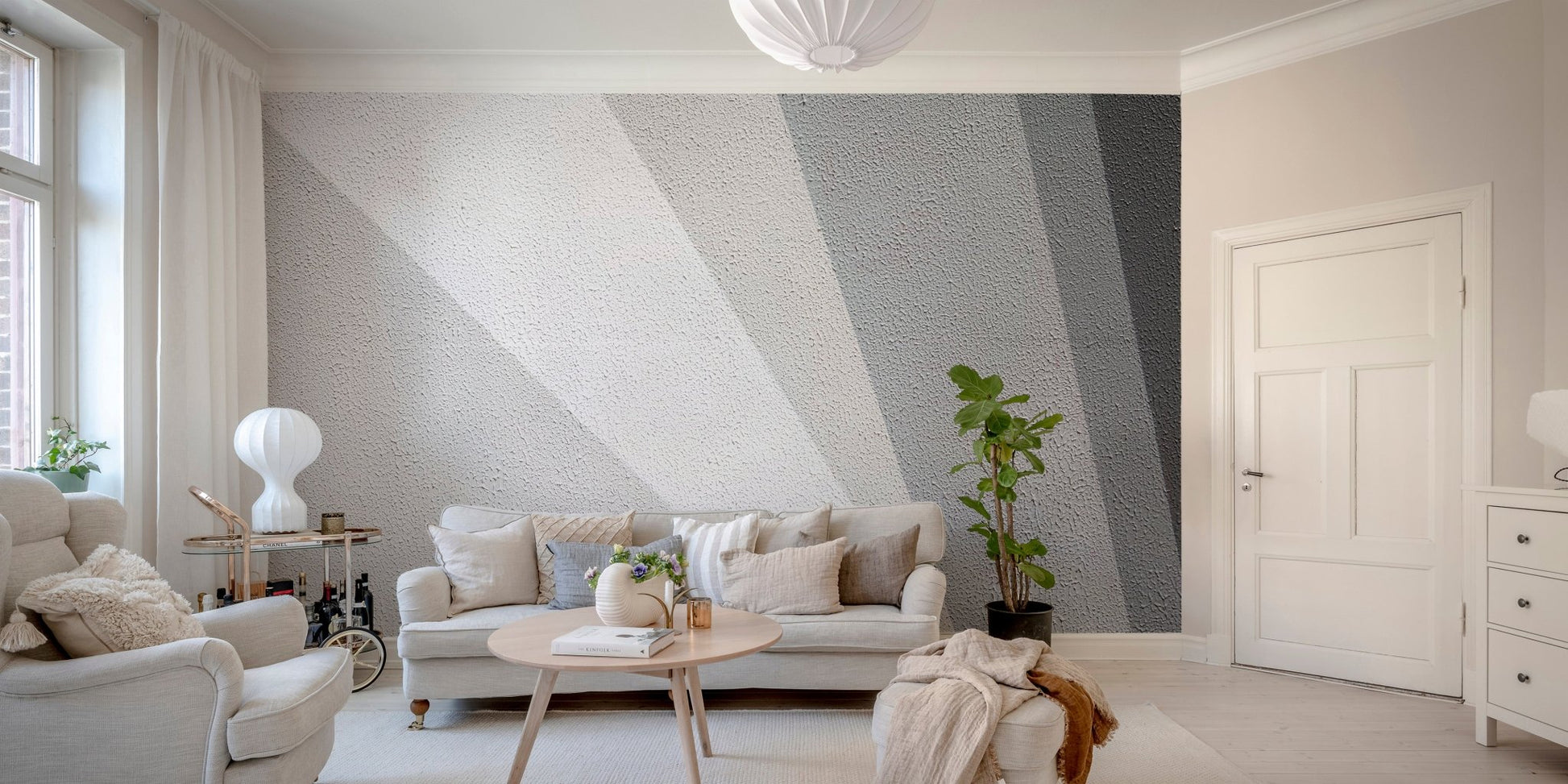 Modern concrete mural with sleek patterns for contemporary sitting spaces.
