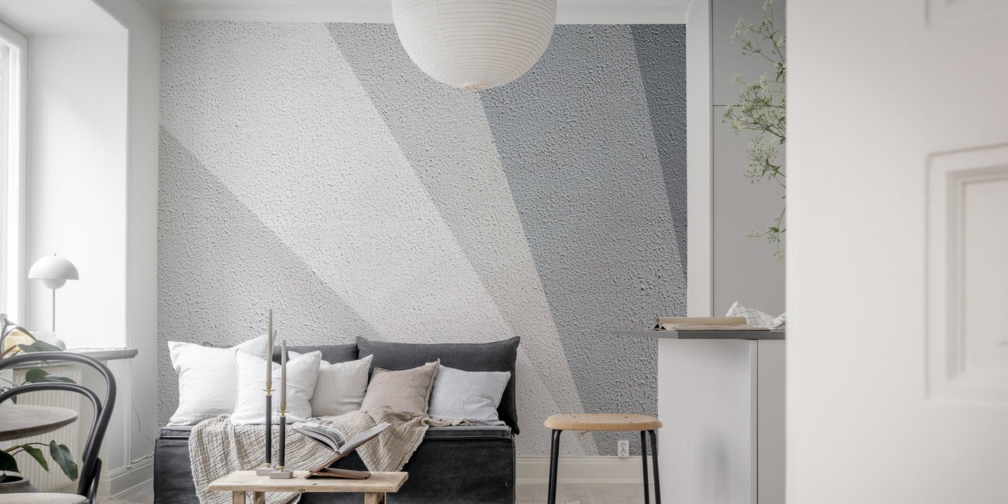 Artistic mural featuring sleek concrete impressions for living area interior..

