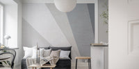 Artistic mural featuring sleek concrete impressions for living area interior..
