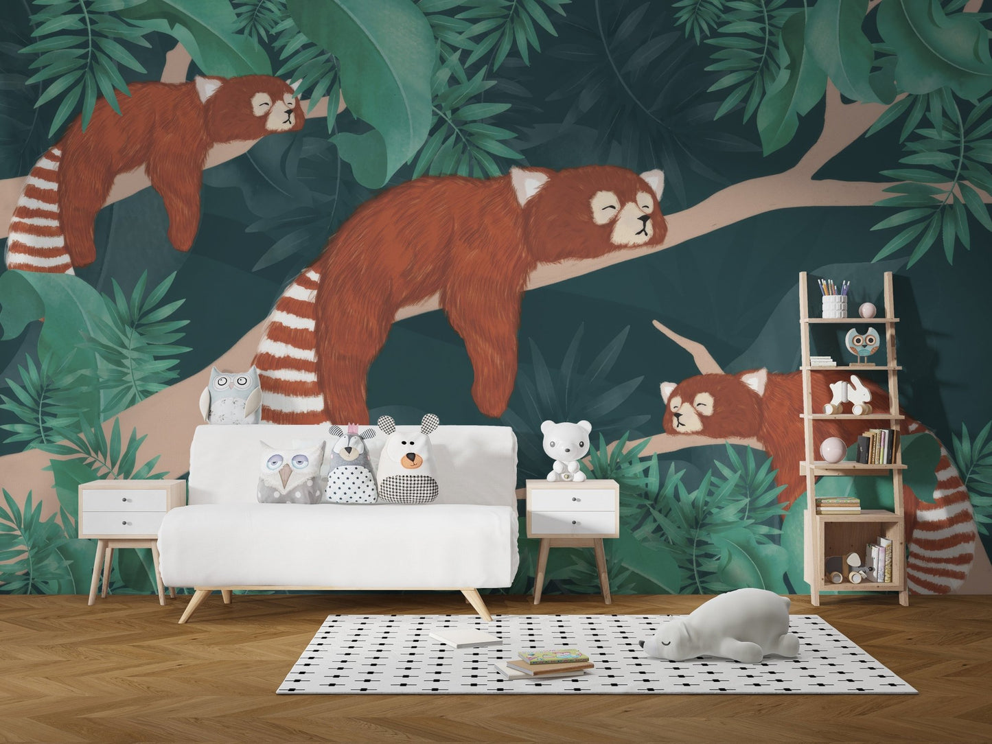 Sleeping Red Pandas Wall Mural - Wallanza