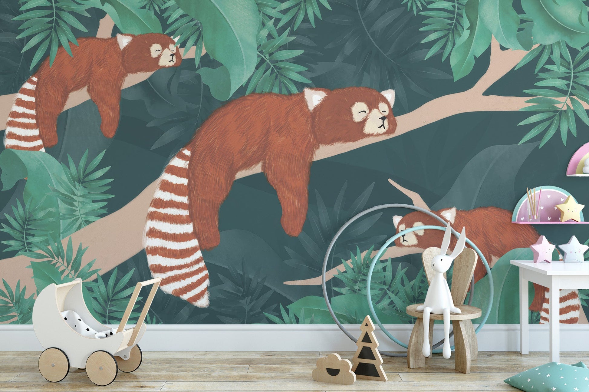 Sleeping Red Pandas Wall Mural - Wallanza