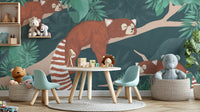 Sleeping Red Pandas Wall Mural - Wallanza