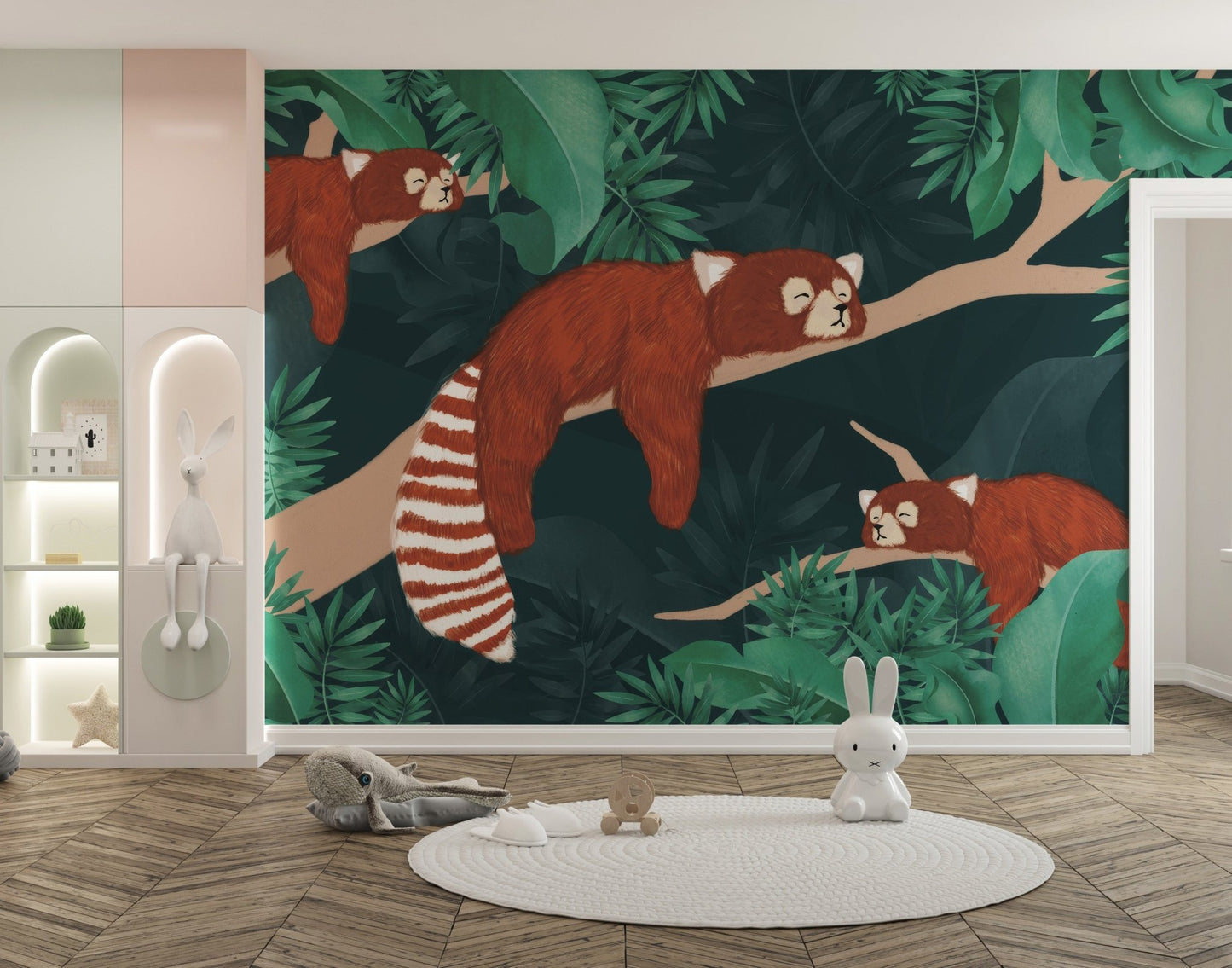 Sleeping Red Pandas Wall Mural - Wallanza