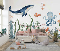 Sophisticated nautical-inspired mural for a modern apartment space.