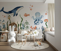 Detailed watercolor coastal landscape for custom home wall decor.