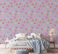 Small daisies with smiley blooms pattern wallpaper.