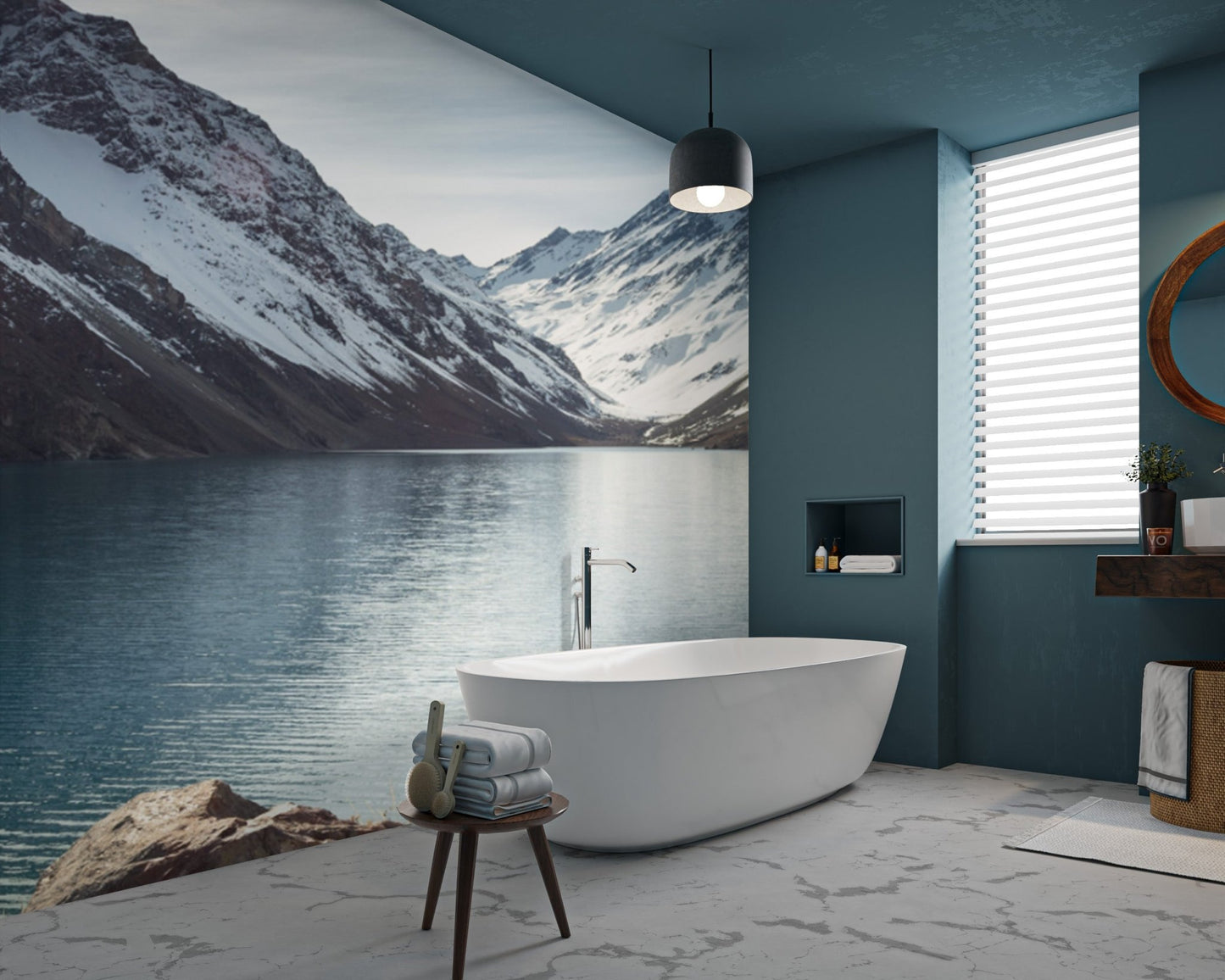 Snow - Capped Mountain Lake Wallpaper - Wallanza