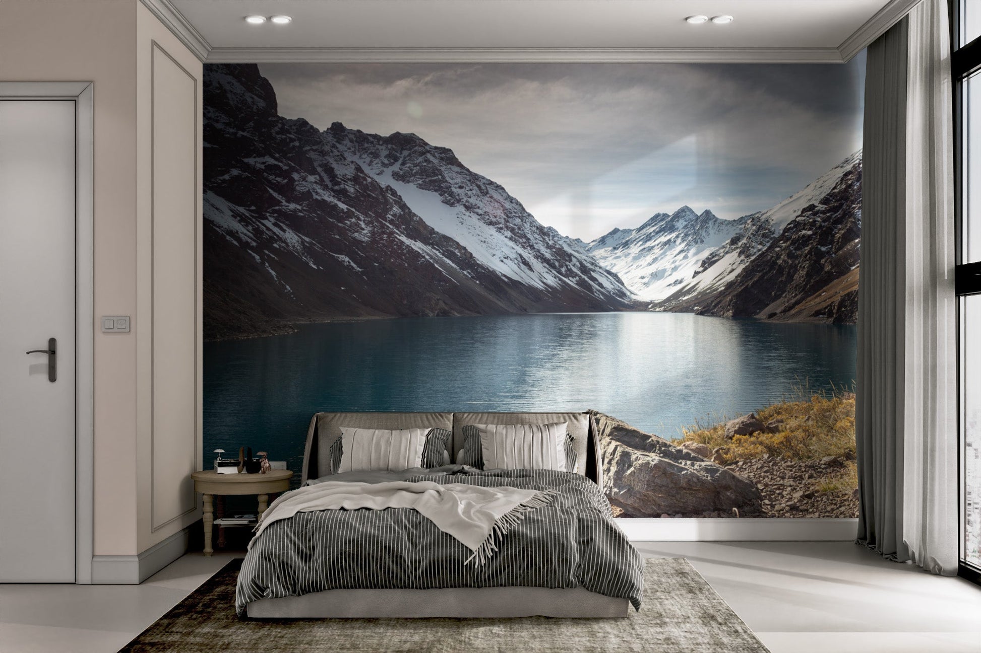 Snow - Capped Mountain Lake Wallpaper - Wallanza
