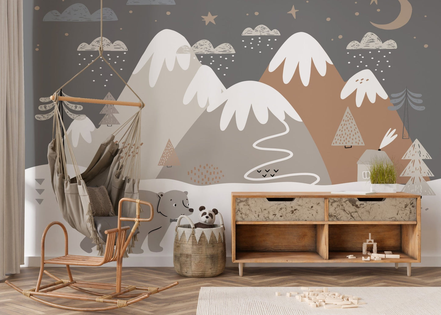 Kids love snowy bear wallpaper scenes
