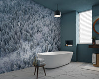 Snowy Winter Forest Aerial Wallpaper - Wallanza