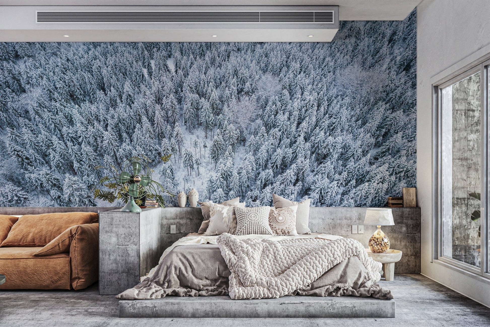 Snowy Winter Forest Aerial Wallpaper - Wallanza