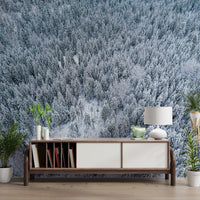 Snowy Winter Forest Aerial Wallpaper - Wallanza