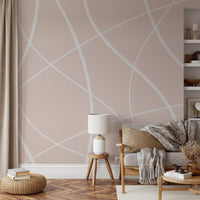 Soft Beige Lines Wall Mural for an apartment entryway with a neutral tone.