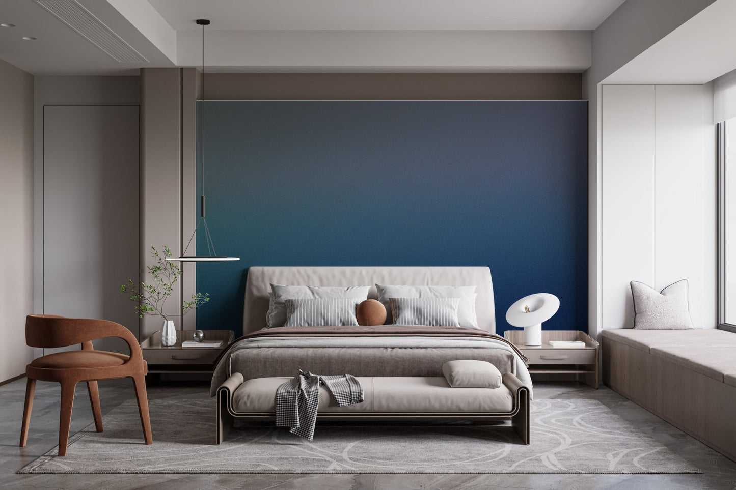 Subtle gradient mural in blue and green
