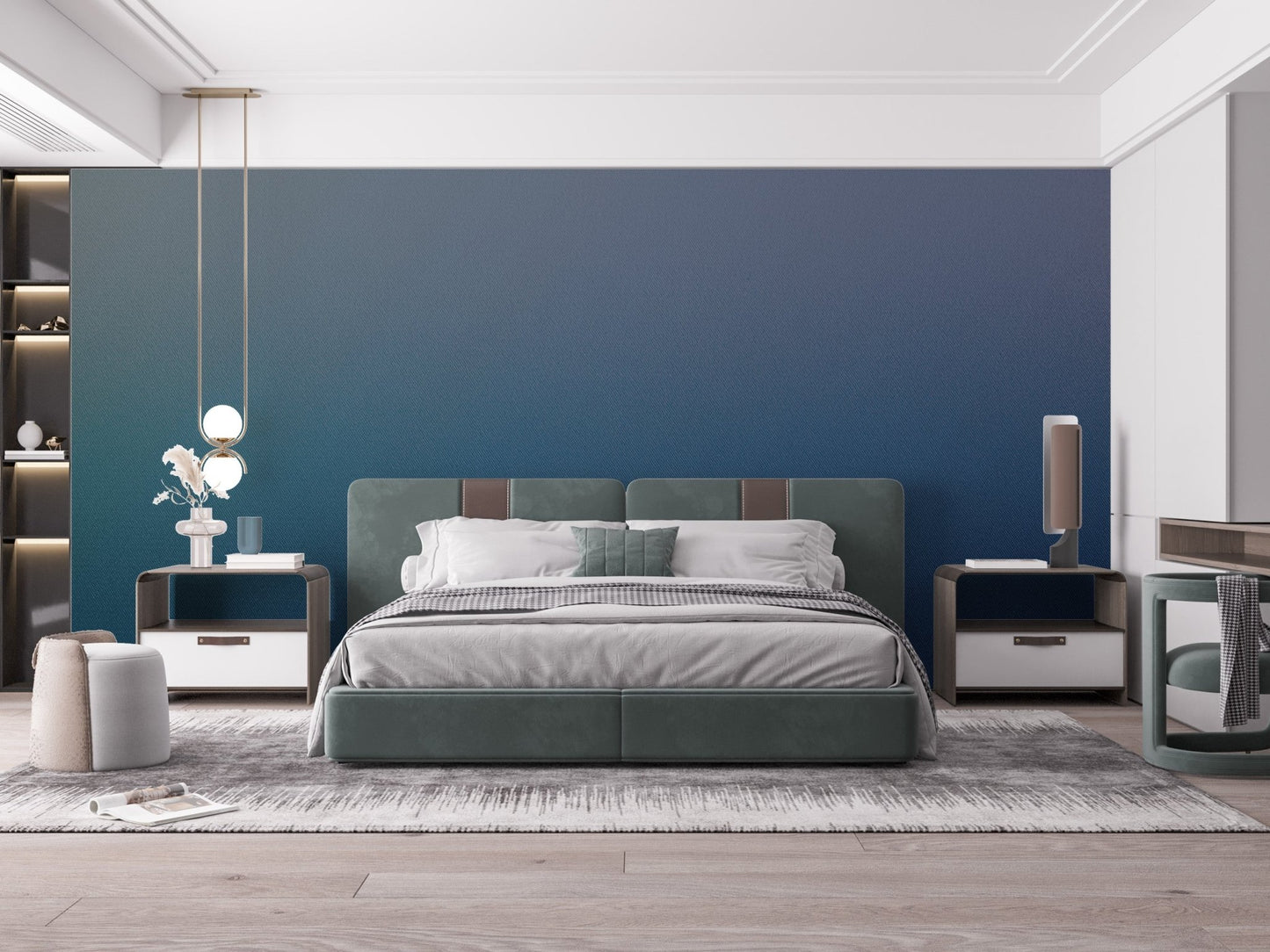 Elegant blue green ombre wall mural decor
