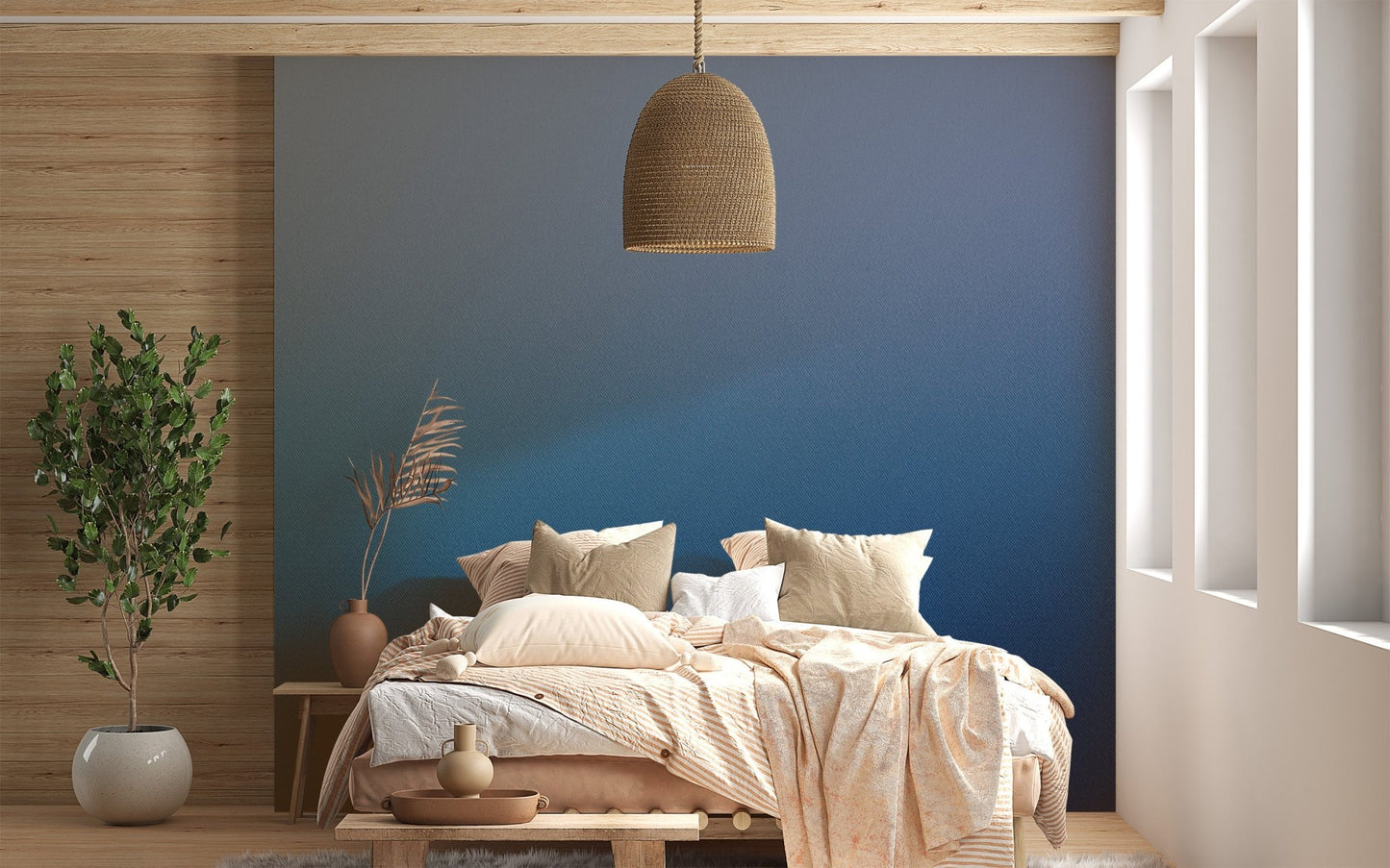 Soft ombre wall mural with blue green shades
