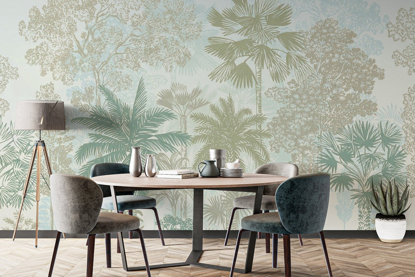 Soft Botanical Jungle Wallpaper Mural - Wallanza