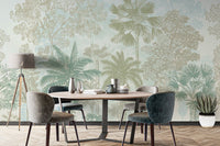 Soft Botanical Jungle Wallpaper Mural - Wallanza