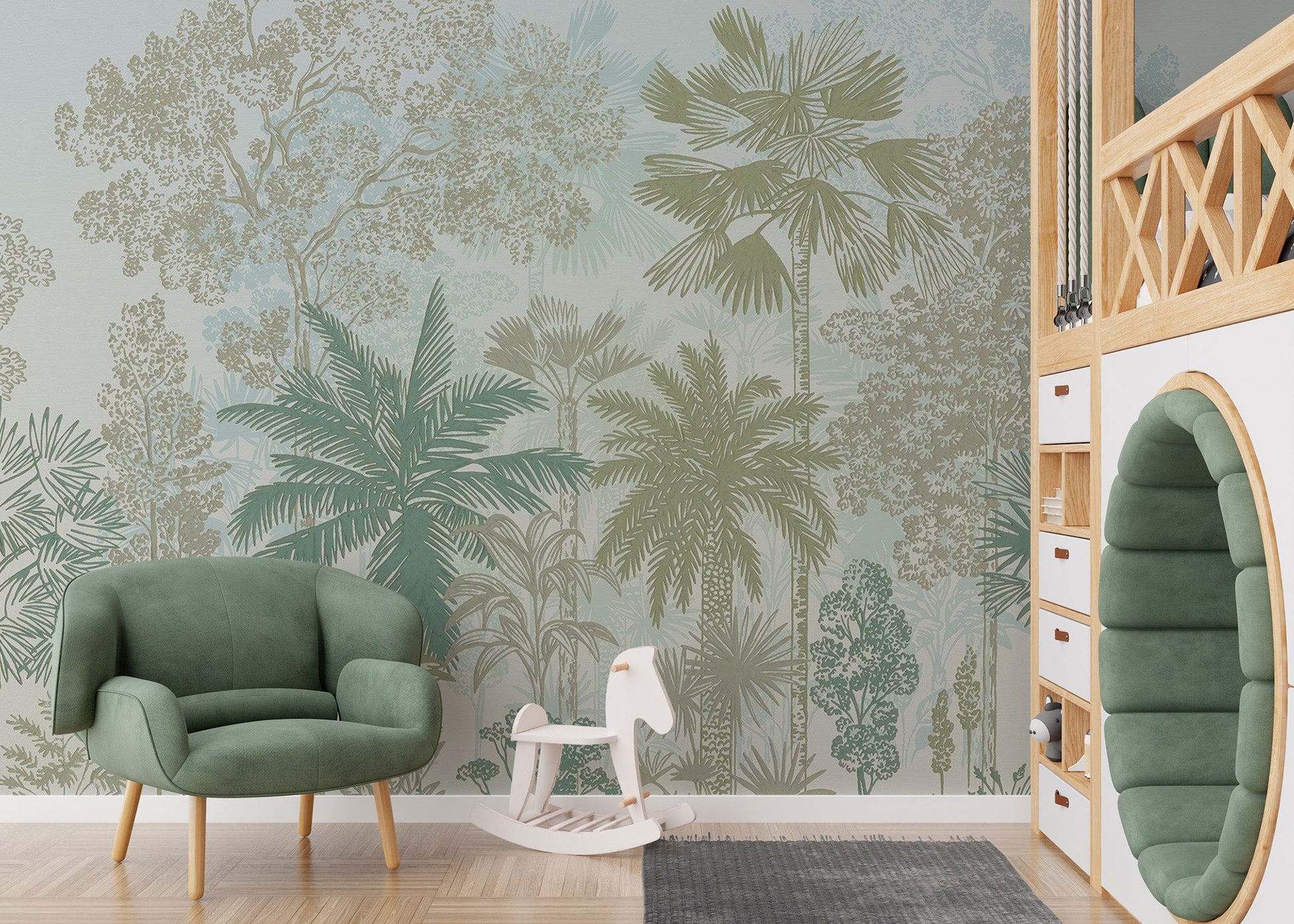 Soft Botanical Jungle Wallpaper Mural - Wallanza