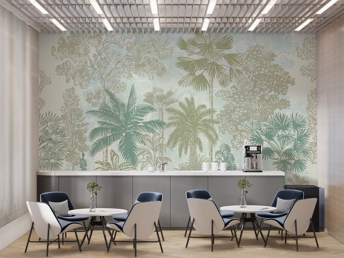 Soft Botanical Jungle Wallpaper Mural - Wallanza
