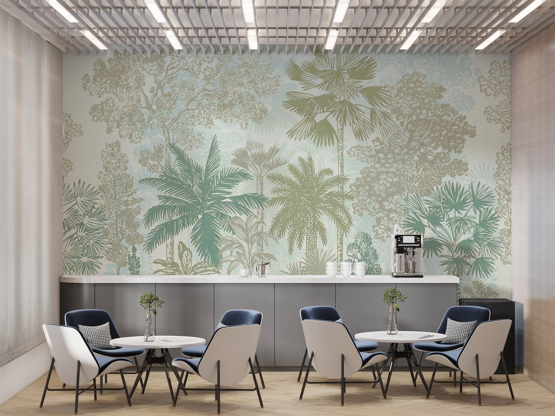 Soft Botanical Jungle Wallpaper Mural - Wallanza