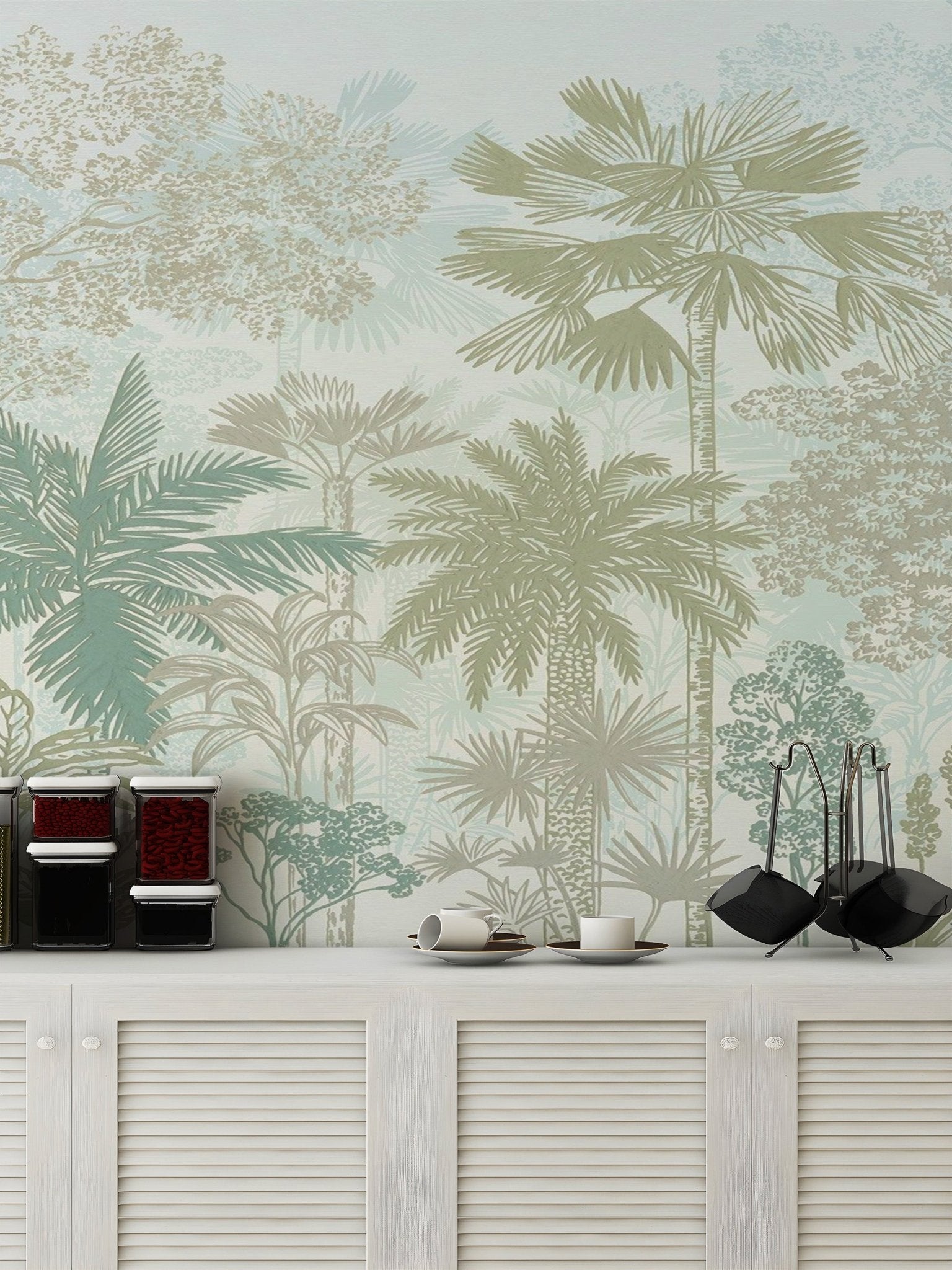 Soft Botanical Jungle Wallpaper Mural - Wallanza