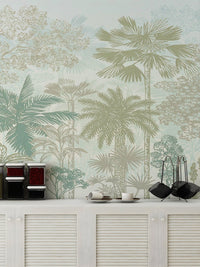 Soft Botanical Jungle Wallpaper Mural - Wallanza