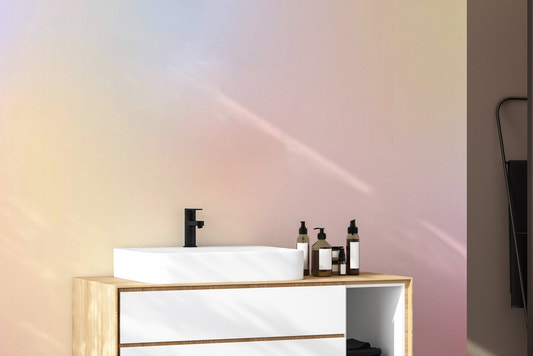 Soft ombre delight wall mural with pastel pink and yellow gradients.