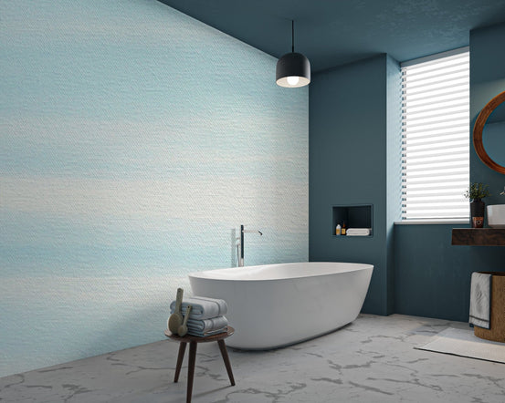 Light blue and white abstract painted effect wall mural.