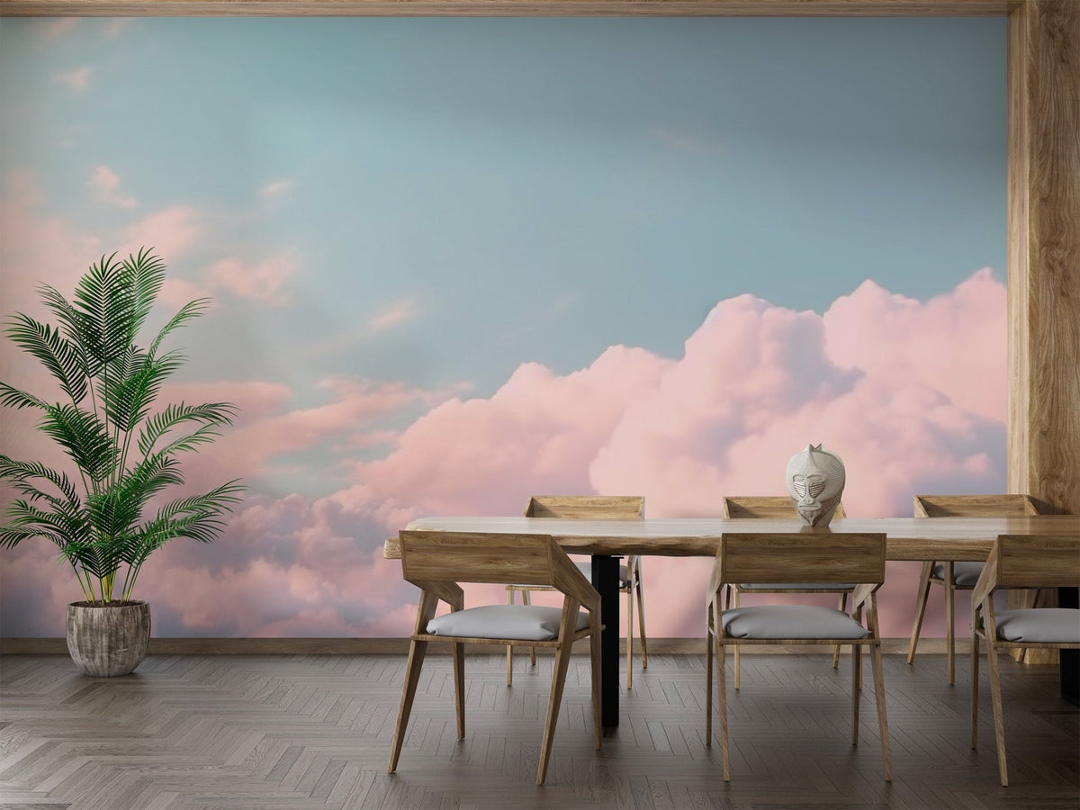 Aesthetic sunset sky wallpaper featuring soft peach clouds.