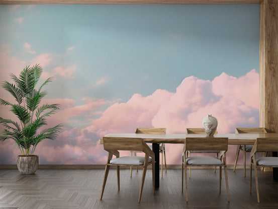 Aesthetic sunset sky wallpaper featuring soft peach clouds.