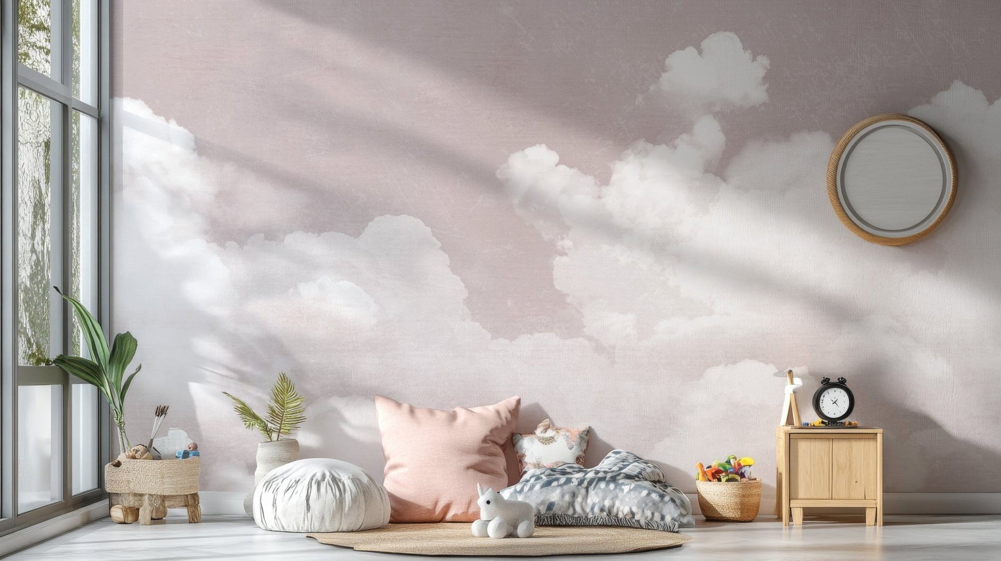 Soft Pink Clouds Wall Mural - Wallanza
