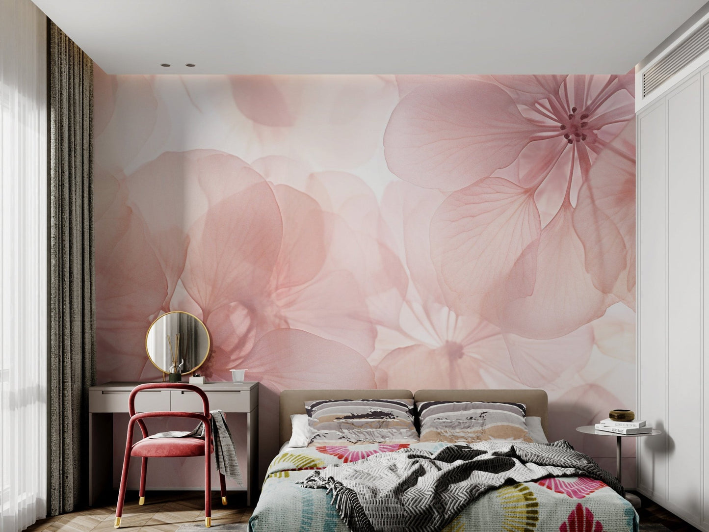 Soft Pink Floral Wallpaper - Wallanza