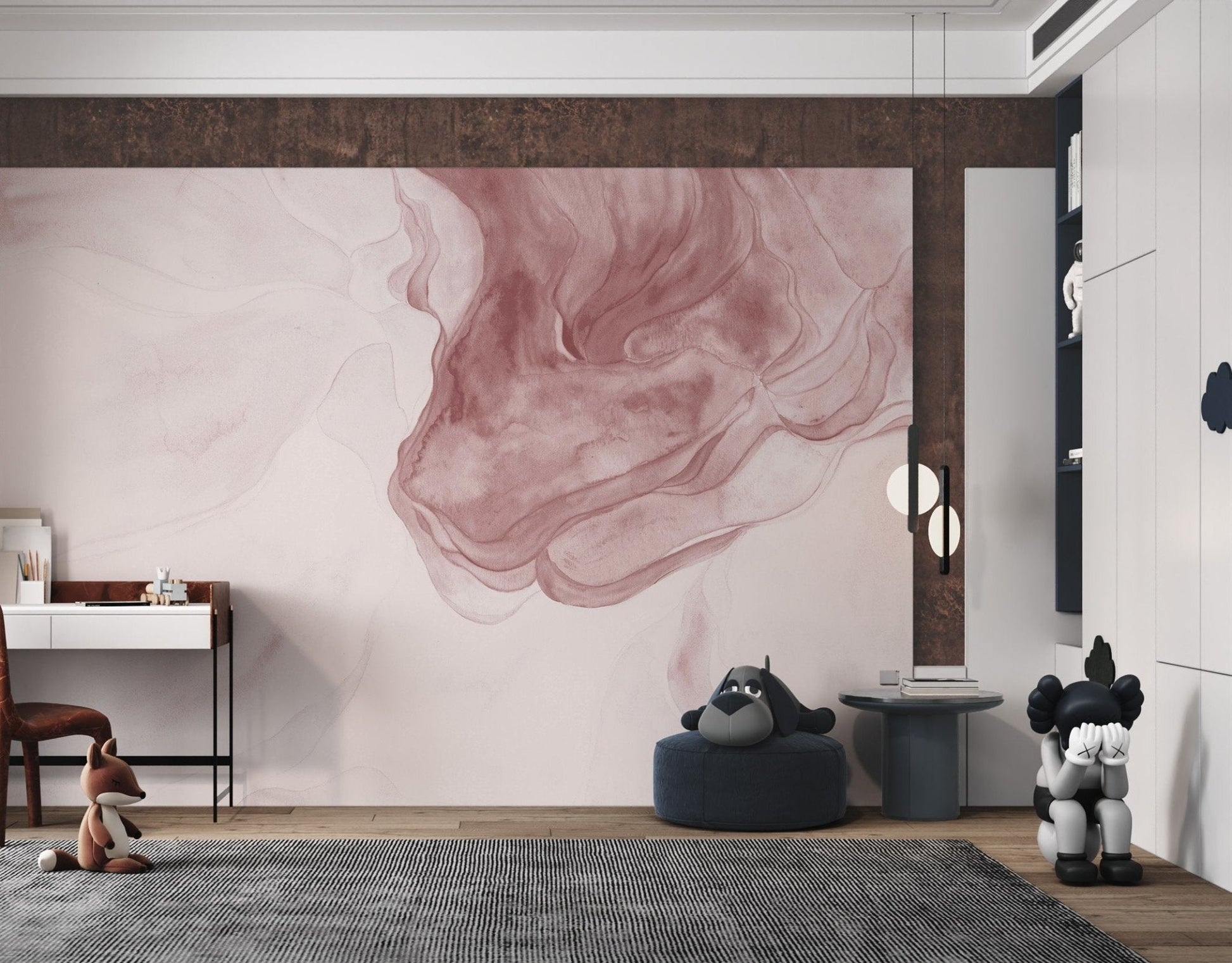 Pink Soft Pink Pattern Wall Mural for a kids study room.