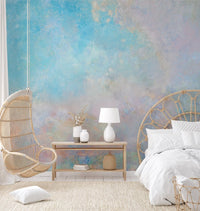 Abstract cloud painting wall mural in sky texture for bright bedroom.