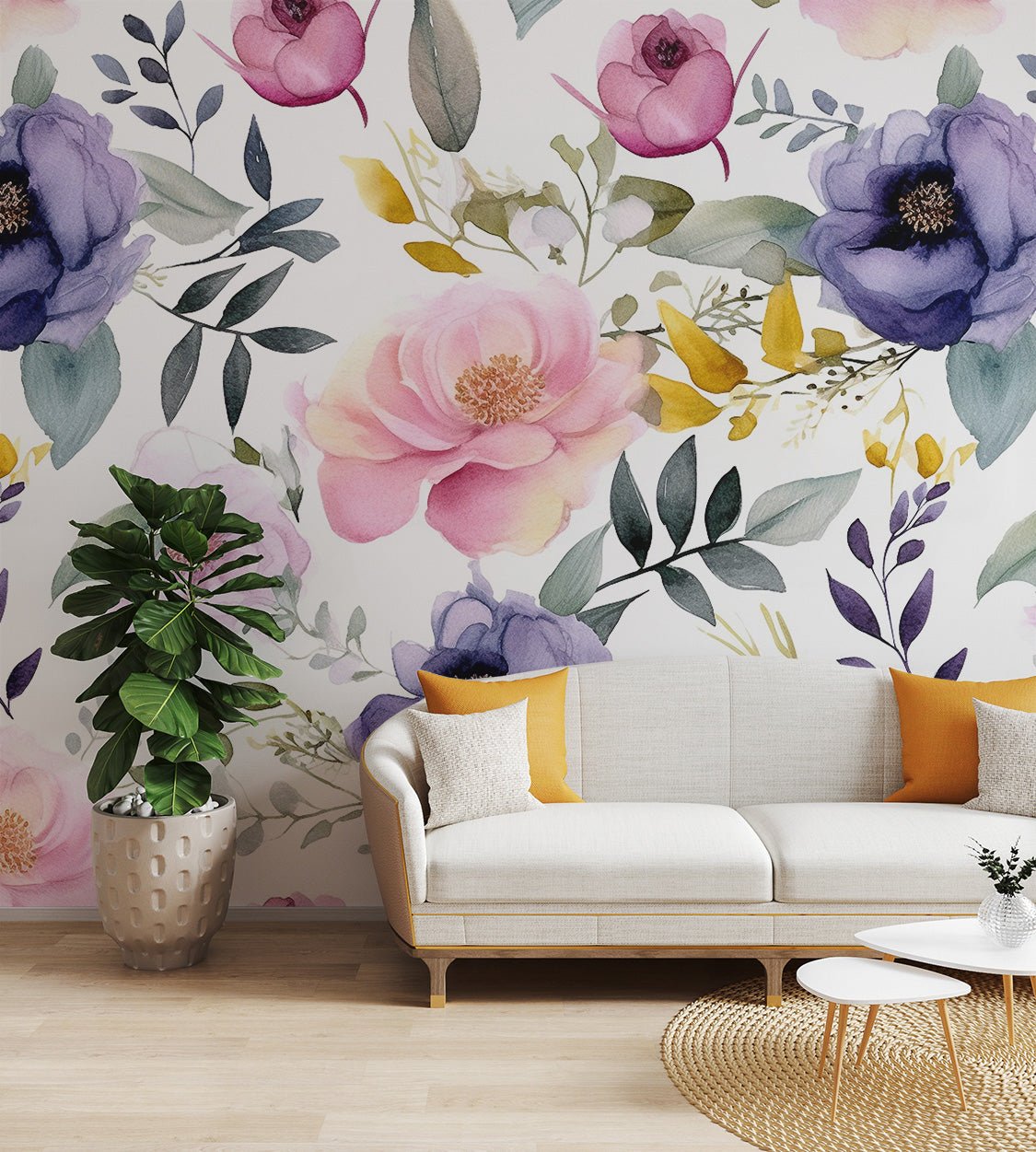 Soft Watercolor Flower Wallpaper - Wallanza