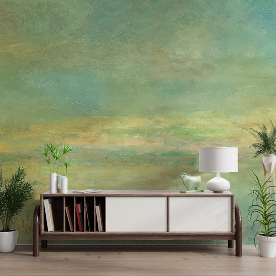 Misty meadow wallpaper featuring a serene atmospheric design.