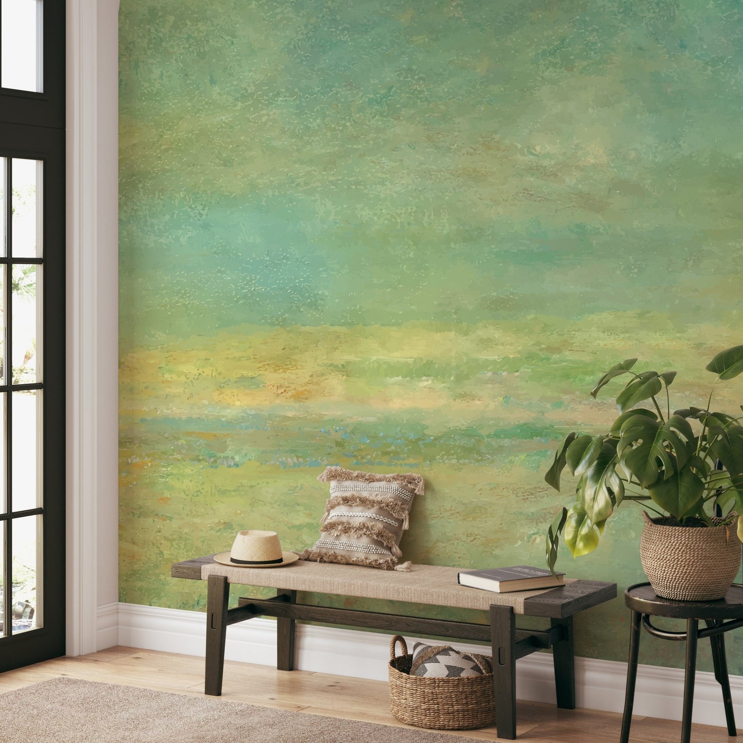 Soft Watercolor Misty Meadow Wallpaper - Wallanza