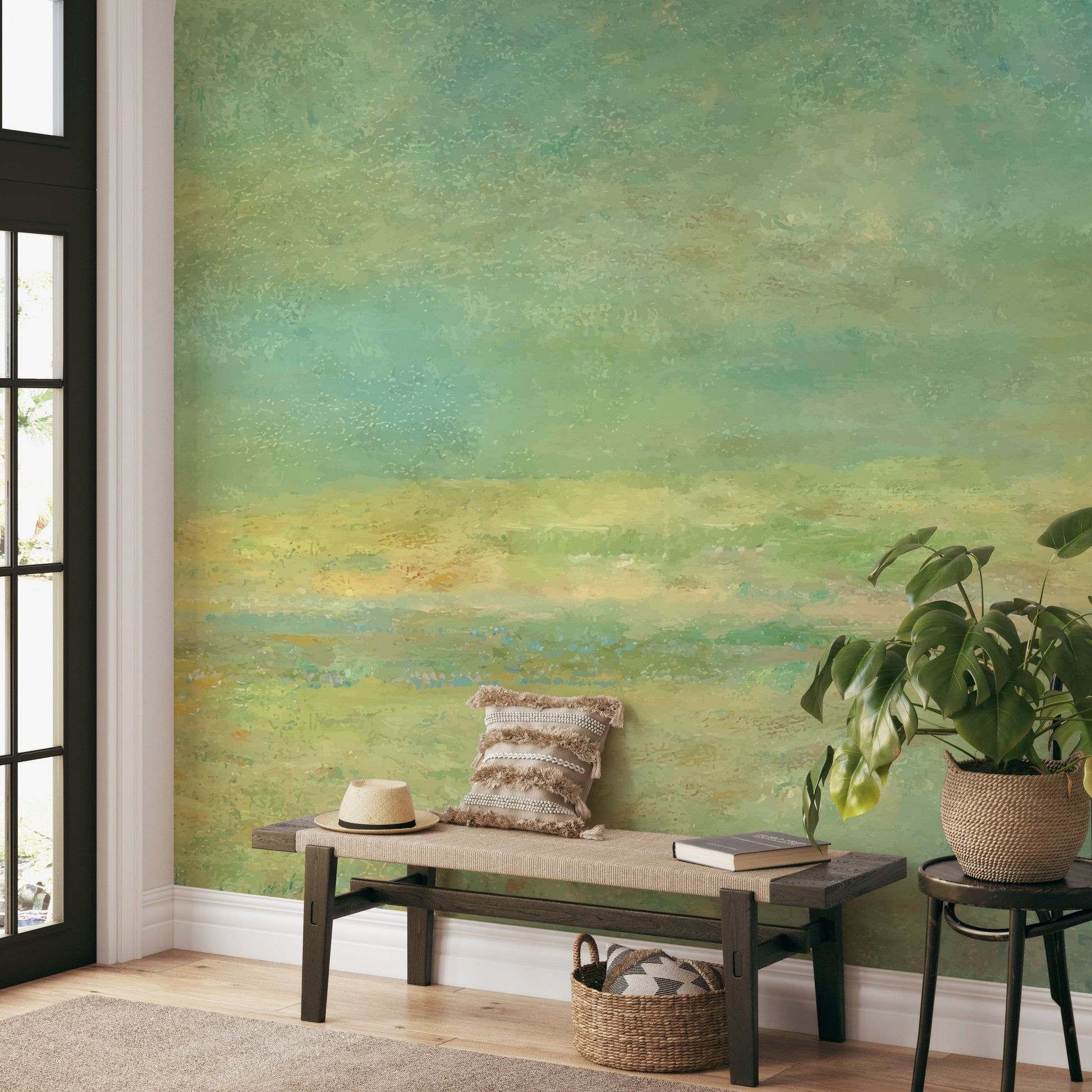 Soft Watercolor Misty Meadow Wallpaper - Wallanza
