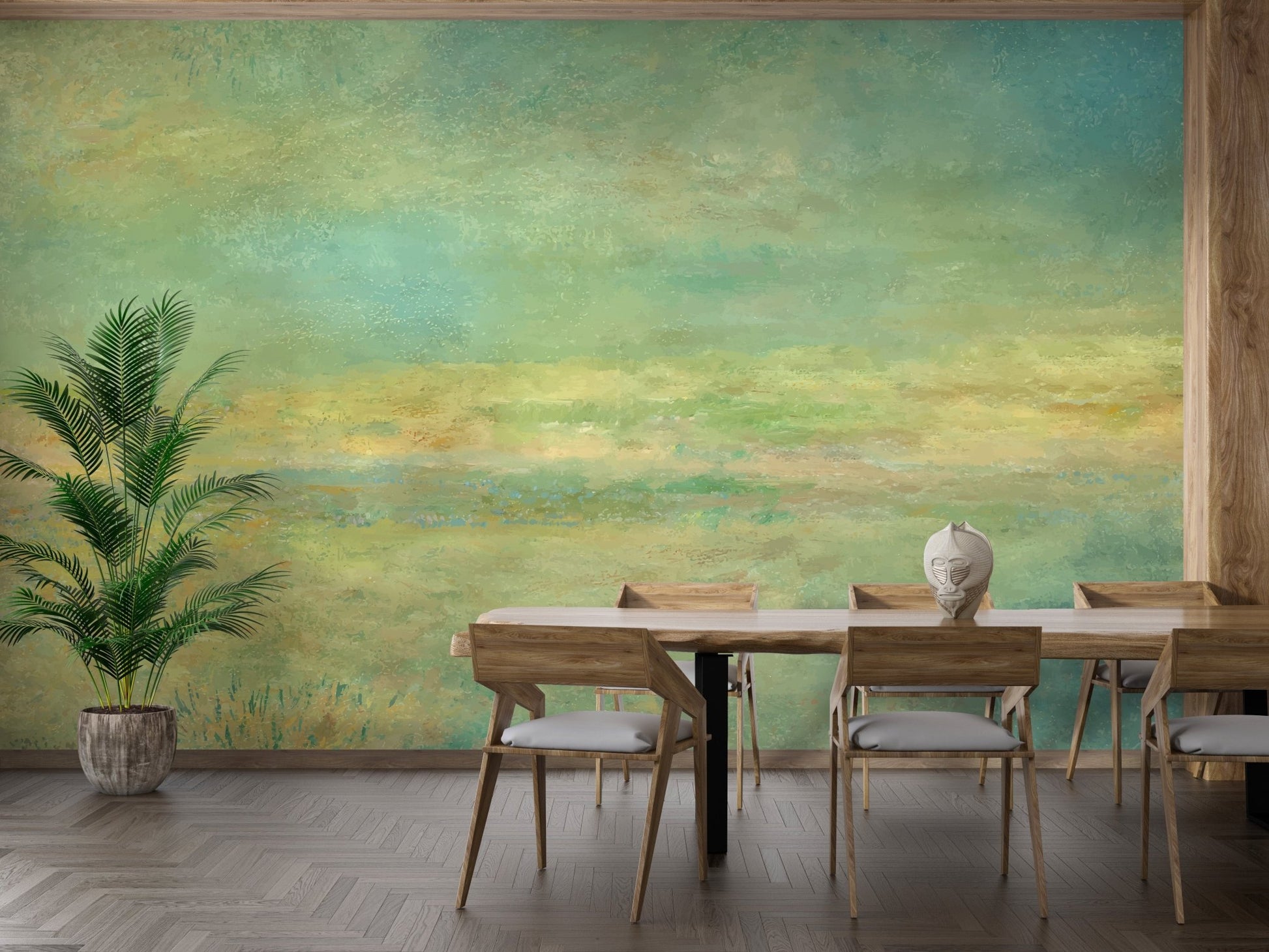Soft Watercolor Misty Meadow Wallpaper - Wallanza