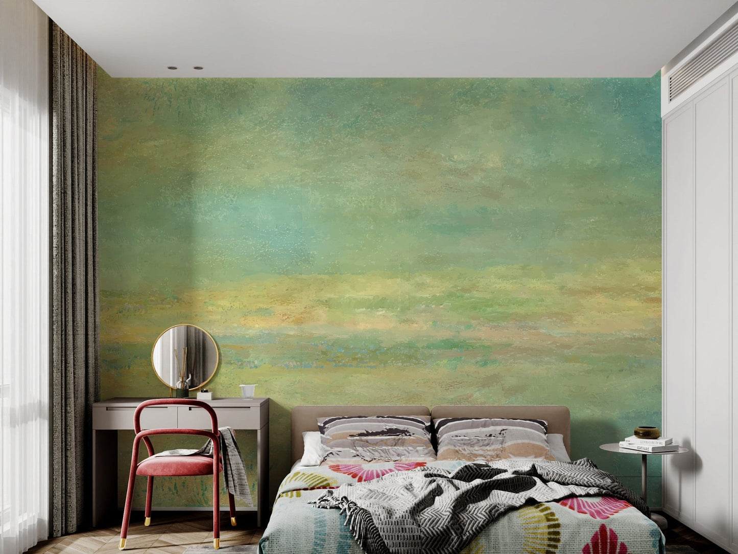Soft Watercolor Misty Meadow Wallpaper - Wallanza