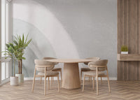 Scandinavian inspired curved wall mural in calm neutral palette.