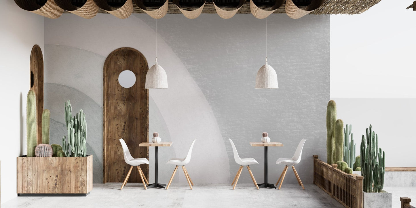 Contemporary curved lines wall mural in matte grey finish.