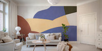 Abstract color block wallpaper mural with smooth painted texture.