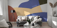 Modern apartment wallpaper mural in vibrant overlapping tones.